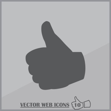 Başparmak yukarıya el jest simgesi. İzole vektör çizim