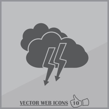 Hava satırı simgesi. Güneş bulut yıldırım ile arkasında