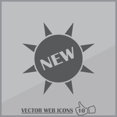 Yeni işareti simgesi. Web tasarım stili