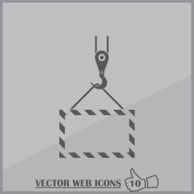 İnşaat vinç vektör simgesi. Asansör işareti. Aygıt simgesi kaldırma