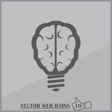 Beyin ampul simgesi. Web tasarım stili