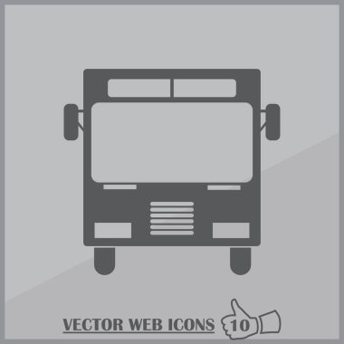 Okul otobüsü simgesi üzerinde arka izole. Modern basit düz kayıt. Logo illüstrasyon