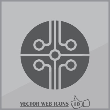 Devre kartı, teknoloji ikonu, vektör illüstrasyonu. Düz tasarım biçimi