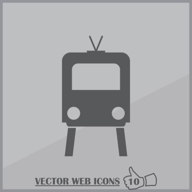 Elektrikli tramvay. Tek düz simge vektör çizim.