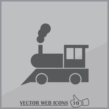 Tren simgesi: eski klasik buhar motoru lokomotif piktogram düz arka plan üzerinde. Haritalar, düzenleri, uygulamalar ve infographics için.
