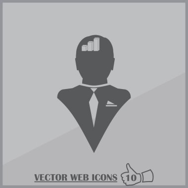 İş adamı ve büyüyen diyagramı siluetleri. insan baş ve grafik simgesi. İş kavramı