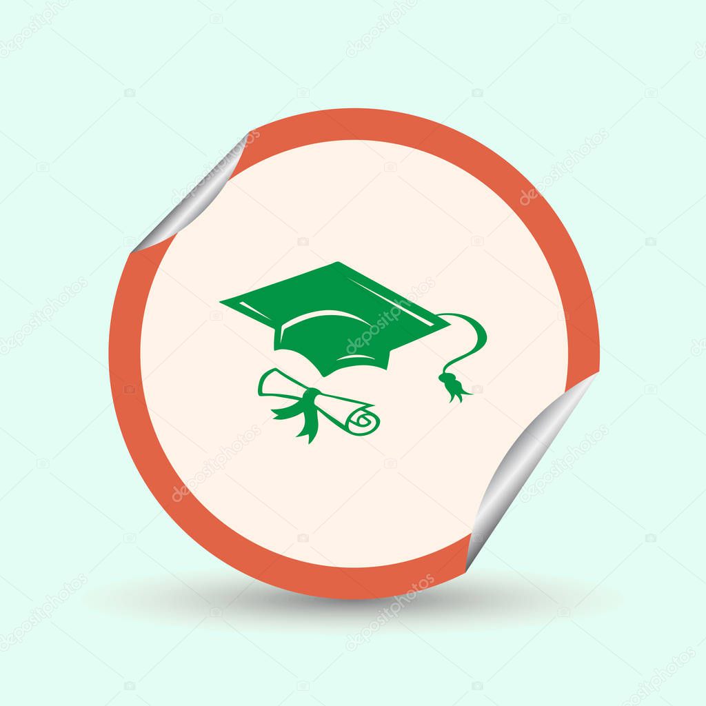 graduation cap and diploma web icon. vector illustration