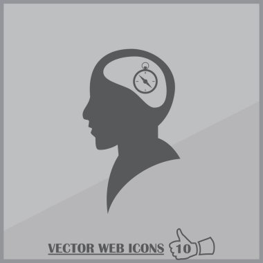 Vektör simge baş düşünme silüeti vektör adam ve pusula hakkındaki düşüncelerini