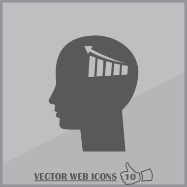 İş adamı ve büyüyen diyagramı siluetleri. insan baş ve grafik simgesi. İş kavramı