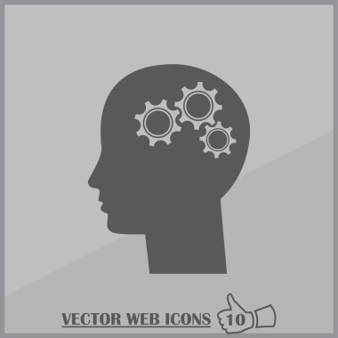 Gears'ı set olarak bir beyin ile insan kafa siluet. fikir ve İnovasyon kavramı