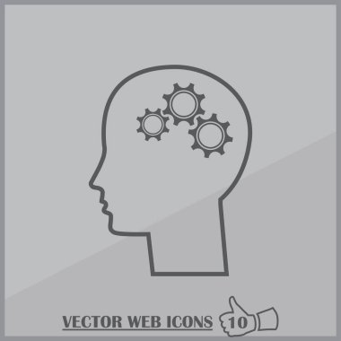 Gears'ı set olarak bir beyin ile insan kafa siluet. fikir ve İnovasyon kavramı