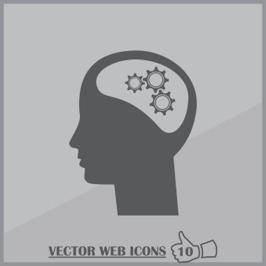 Gears'ı set olarak bir beyin ile insan kafa siluet. fikir ve İnovasyon kavramı