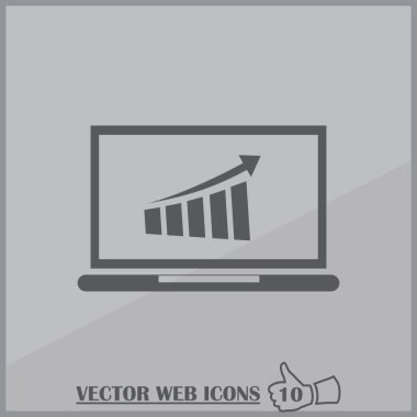 Vektör laptop ekran simgesini grafikte iş ile