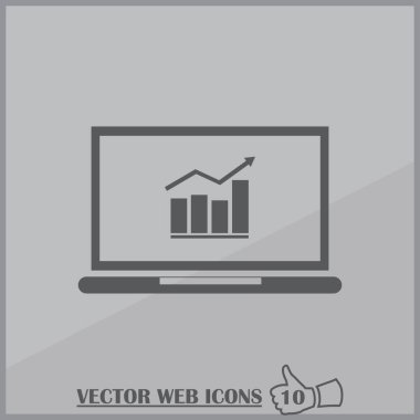 Vektör laptop ekran simgesini grafikte iş ile