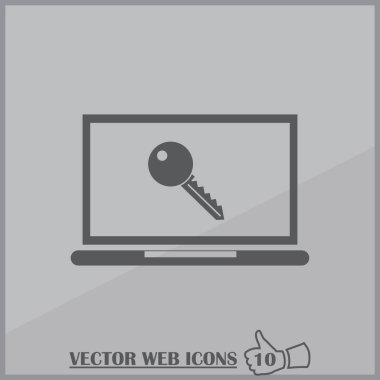 laptop ve anahtar düz vektör çizim