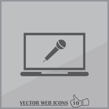 laptop ve mikrofon. Vektör çizim.