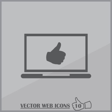 başparmaklar yukarı ya da benzeri semboller dizüstü bilgisayar ekran stok vektöründen gelir