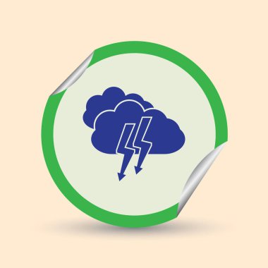 Hava satırı simgesi. Güneş bulut yıldırım ile arkasında