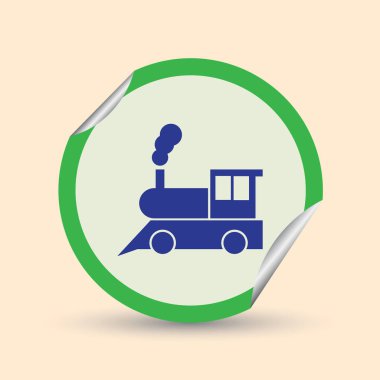 Tren simgesi: eski klasik buhar motoru lokomotif piktogram düz arka plan üzerinde. Haritalar, düzenleri, uygulamalar ve infographics için.