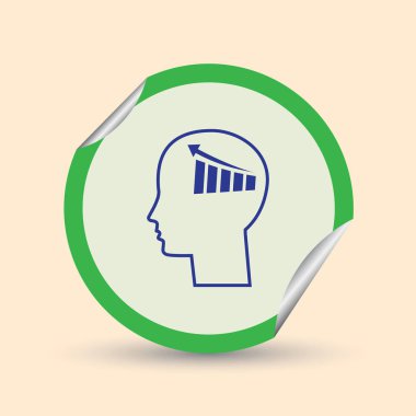 İş adamı ve büyüyen diyagramı siluetleri. insan baş ve grafik simgesi. İş kavramı