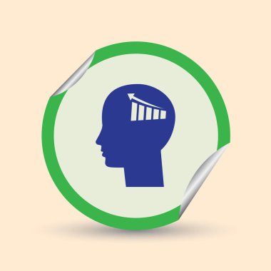 İş adamı ve büyüyen diyagramı siluetleri. insan baş ve grafik simgesi. İş kavramı