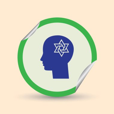 Davut yıldızı ile baş düz siluet vektör