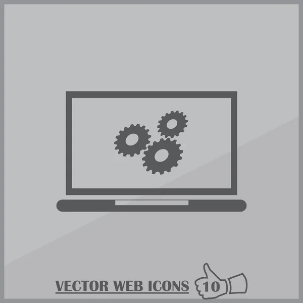 Ordenador portátil y engranajes icono vector ilustración — Vector de stock