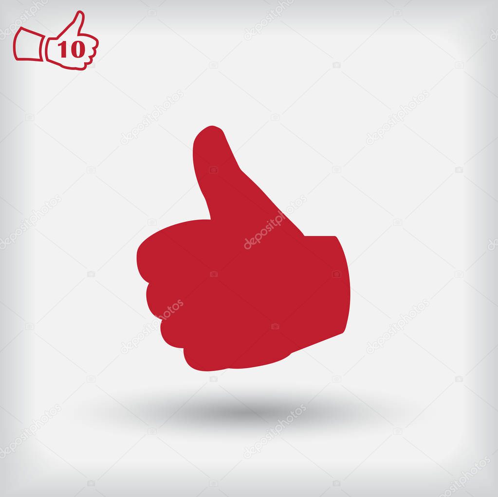 Button Hand Like Icon Vector Background. Web vector style.