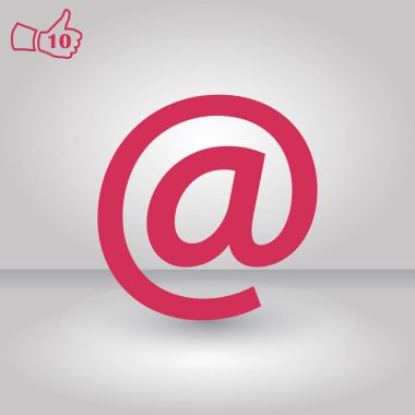 Zarf posta işareti simgesi, vektör çizim. Düz tasarım stili