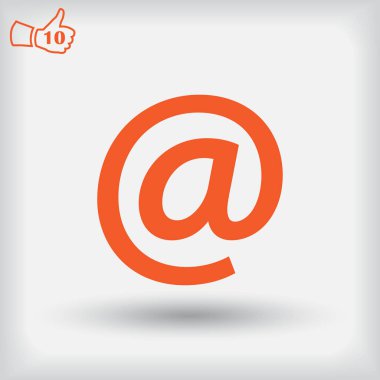 Zarf posta işareti simgesi, vektör çizim. Düz tasarım stili