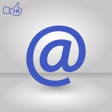 Zarf posta işareti simgesi, vektör çizim. Düz tasarım stili