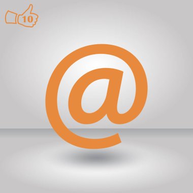 Zarf posta işareti simgesi, vektör çizim. Düz tasarım stili