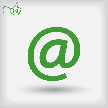 Zarf posta işareti simgesi, vektör çizim. Düz tasarım stili