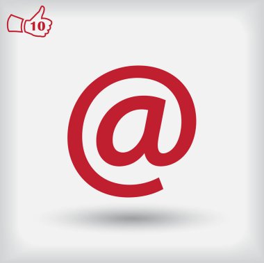 Zarf posta işareti simgesi, vektör çizim. Düz tasarım stili