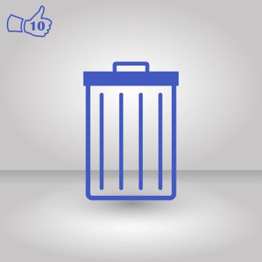 Çöp çöp kutusu simgesini izole. Vektör çizim. Düz stil.