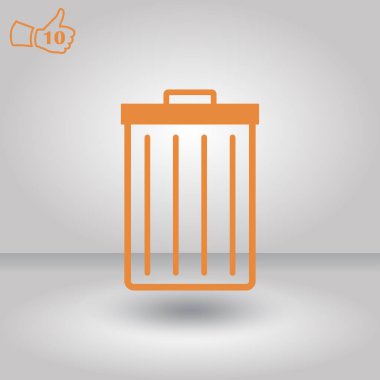 Çöp çöp kutusu simgesini izole. Vektör çizim. Düz stil.