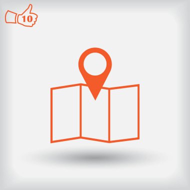 İşaretçi simgesi üzerinde arka izole eşleyin. Web tasarım stili.