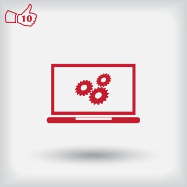 Gears'ı simge vektör çizim ile dizüstü bilgisayar