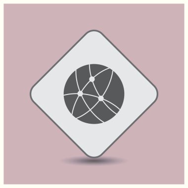 World wide web simgesi. Küre. Düz tasarım kümesi. Teşekkür ederim şerit. Vektör