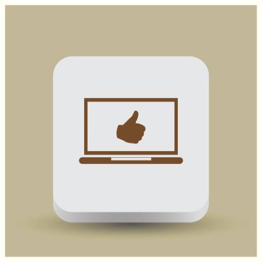 başparmaklar yukarı ya da benzeri semboller dizüstü bilgisayar ekran stok vektöründen gelir