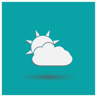 Güneş bulut simgesi. Web vektör stili.