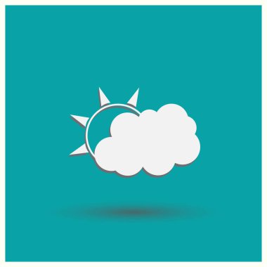 Güneş bulut simgesi. Web vektör stili.