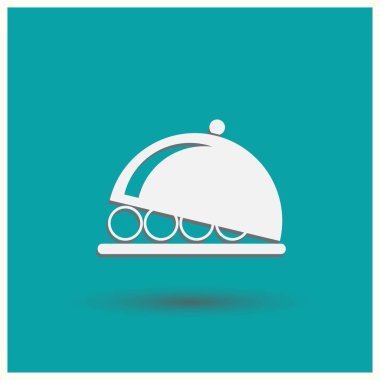 Yemek tabağı hizmet işareti simgesi. Web vektör stili.
