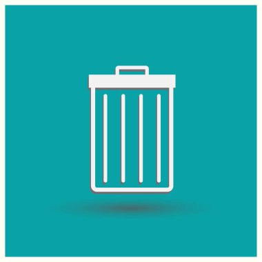 Çöp çöp kutusu simgesini izole. Vektör çizim. Düz stil.