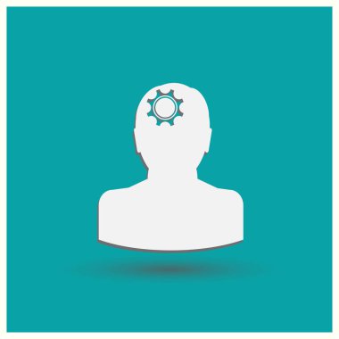 Gears'ı set olarak bir beyin ile insan kafa siluet. fikir ve İnovasyon kavramı