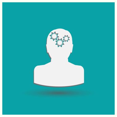 Gears'ı set olarak bir beyin ile insan kafa siluet. fikir ve İnovasyon kavramı
