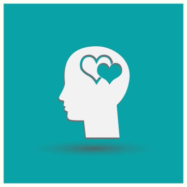 kafa ile kalp sembol siluet