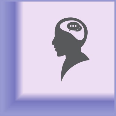 Bir kafa ile konuşma balonu silüeti. Bir kafa ile konuşma balonu vektör çizim silueti. Siluet konuşma balonu vektör konsepti ile baş. Siluet vektör görüntü ile bir adam kafa