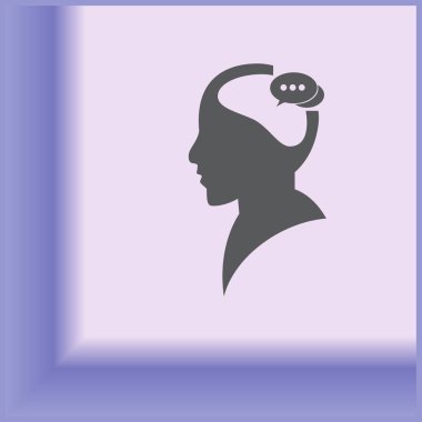 Bir kafa ile konuşma balonu silüeti. Bir kafa ile konuşma balonu vektör çizim silueti. Siluet konuşma balonu vektör konsepti ile baş. Siluet vektör görüntü ile bir adam kafa