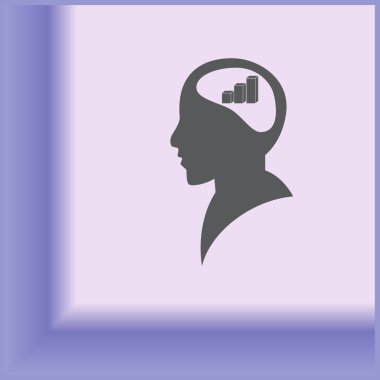 İş adamı ve büyüyen diyagramı siluetleri. insan baş ve grafik simgesi. İş kavramı